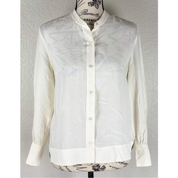 Everlanr Women's Ivory 100% Silk Button Down Blouse, size 0 - Picture 2 of 8